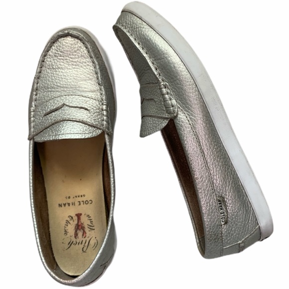 Cole Haan Shoes - Cole Haan silver Pinch penny loafers size 6.5
